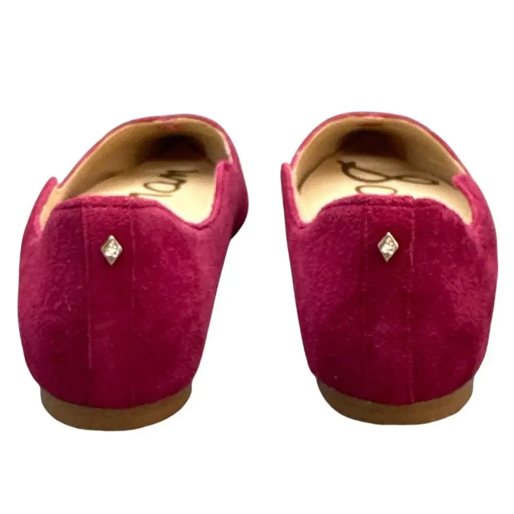 Sam Edelman Magenta Suede pointed toe scalloped top Ballet Flat Women 6